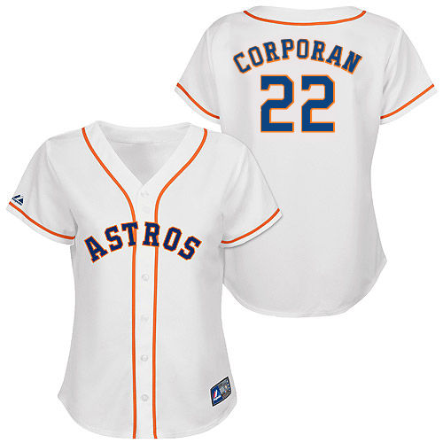 Carlos Corporan #22 mlb Jersey-Houston Astros Women's Authentic Home White Cool Base Baseball Jersey